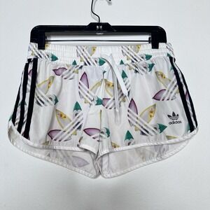 Adidas Originals Womens Pharrell Williams Surf Shorts Trefoil Logo Print White S